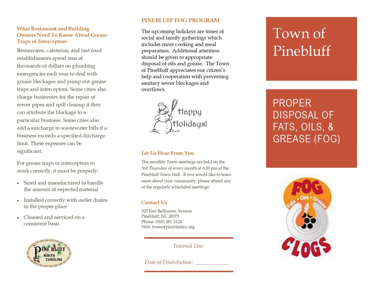 link to page 1 of Proper Disposal of Fats, Oils & Grease flyer